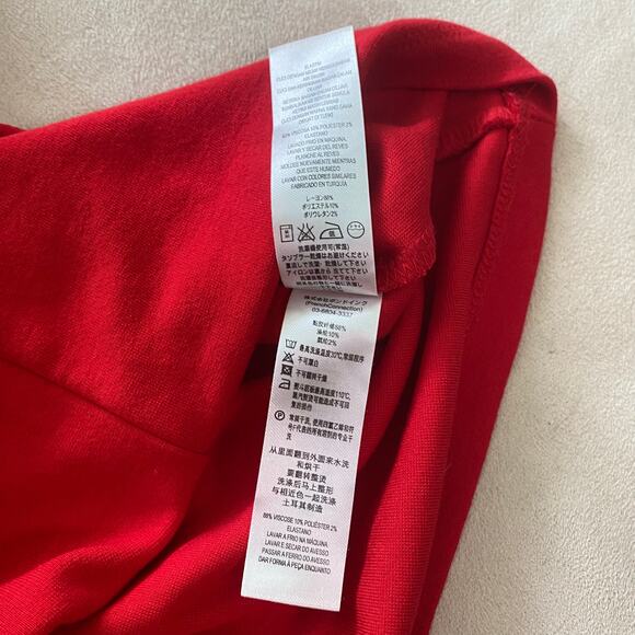 French Connection Valentine Viscose Off Shoulder Dress Size 6 Red Stretchy Fit - Picture 7 of 11